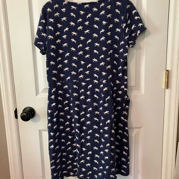 Boden Phoebe Jersey Navy 100% Cotton Casual Dress Equestrian Print Sz 10P - Picture 7 of 9